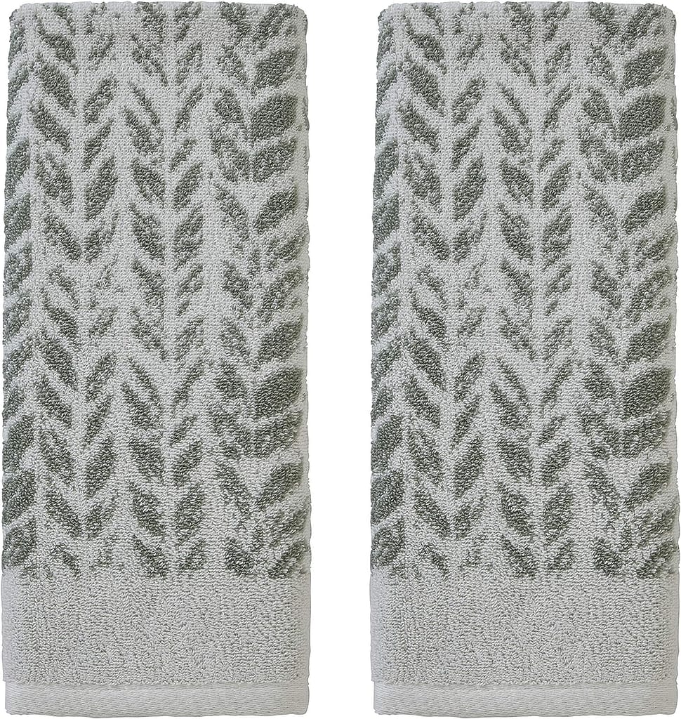 grey leaves hand towel